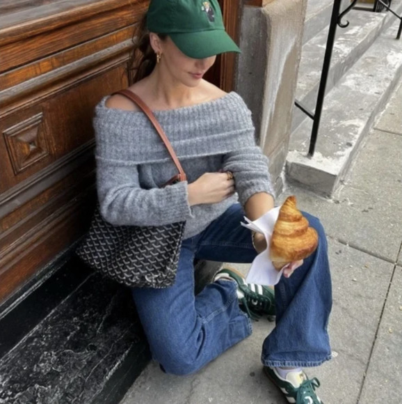 Gray Off The Shoulder Sweaters